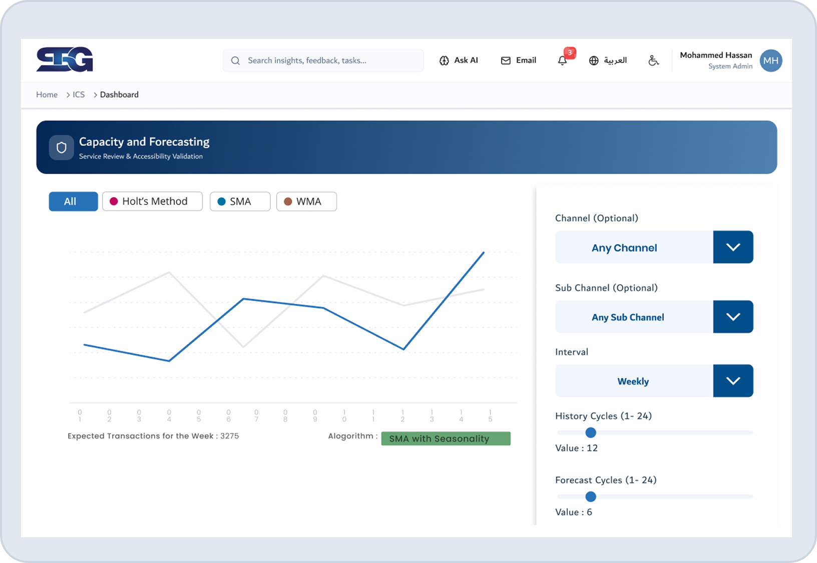 Capacity Planning Interface